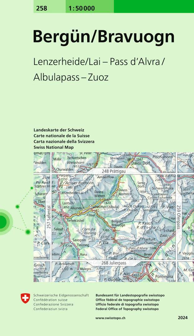 Swisstopo | 258 Bergün/Bravuogn - • WEBER VERLAG