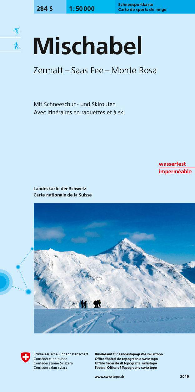 Swisstopo | 284S Mischabel Schneesportkarte - • WEBER VERLAG