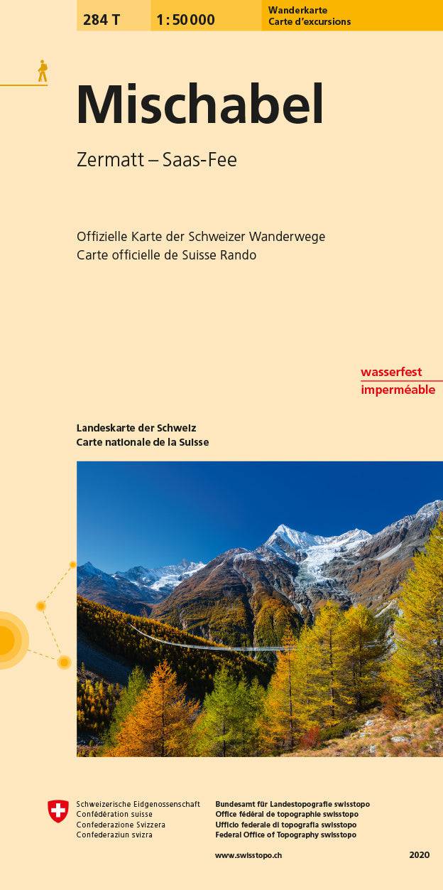 Swisstopo | 284T Mischabel Wanderkarte - • WEBER VERLAG