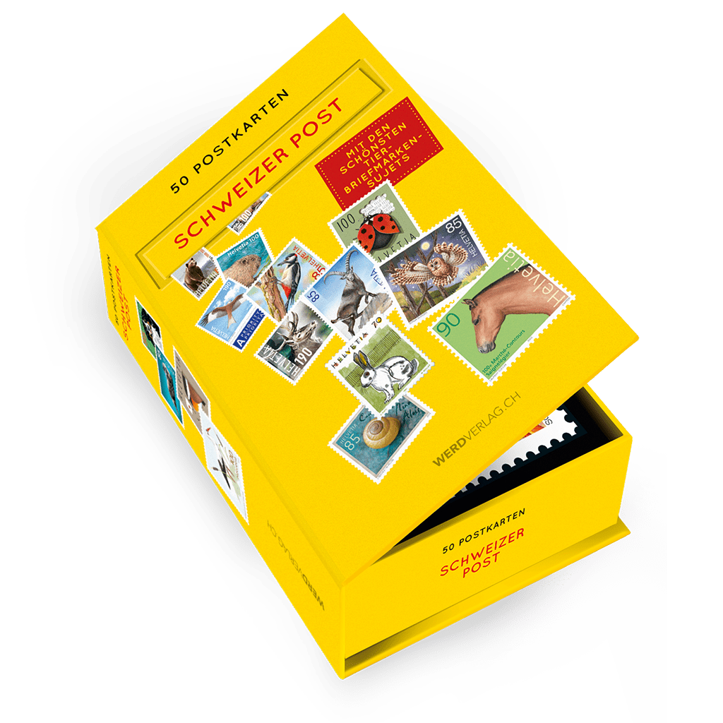 Postkartenbox 50 Tier-Briefmarken - • WEBER VERLAG