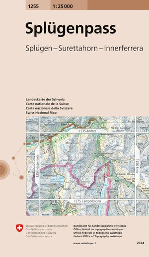 Swisstopo | 1255 Splügenpass - • WEBER VERLAG