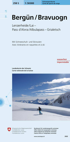 Swisstopo | 258S Bergün / Bravuogn Schneesportkarte - • WEBER VERLAG