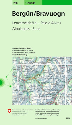 Swisstopo | 258 Bergün/Bravuogn - • WEBER VERLAG