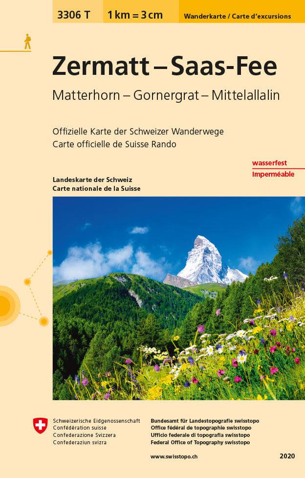 Swisstopo | 3306T Zermatt - Saas-Fee Wanderkarte - • WEBER VERLAG