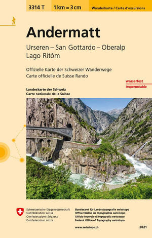Swisstopo | 3314T Andermatt Wanderkarte - • WEBER VERLAG