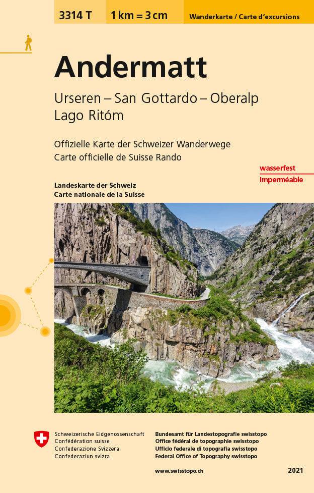 Swisstopo | 3314T Andermatt Wanderkarte - • WEBER VERLAG