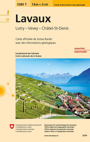 Swisstopo | 3380T Lavaux Carte d'excursions avec géologie - • WEBER VERLAG