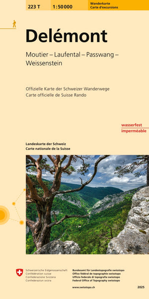 Swisstopo | 223T Delémont Carte d'excursions - • WEBER VERLAG