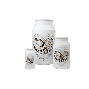 Laterne Milchkanne ligne blanche «Les Amoureux» Grande